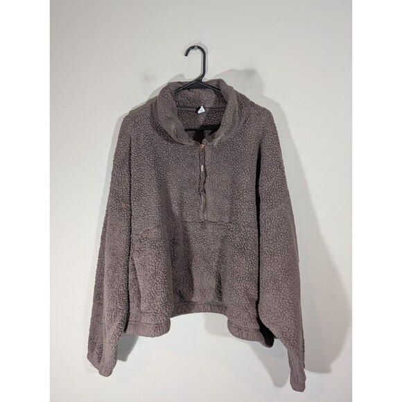 Old Navy Womens Violet Sherpa Mythical Cropped Sweatshirt Sz XXL Training Casual - Picture 1 of 9